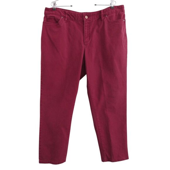 Lands' End Burgundy Ankle Pants Slim Leg Jeans Fit 2 Sz 18 - Picture 1 of 5